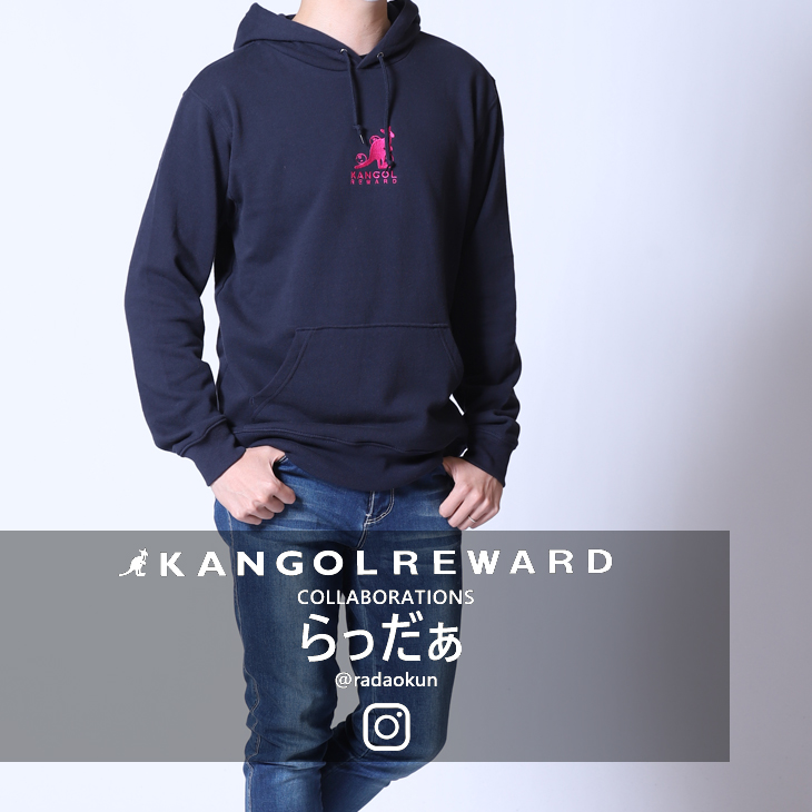 らっだぁ×KANGOL REWARD コラボプルオーバーパーカー ネイビー - パーカー