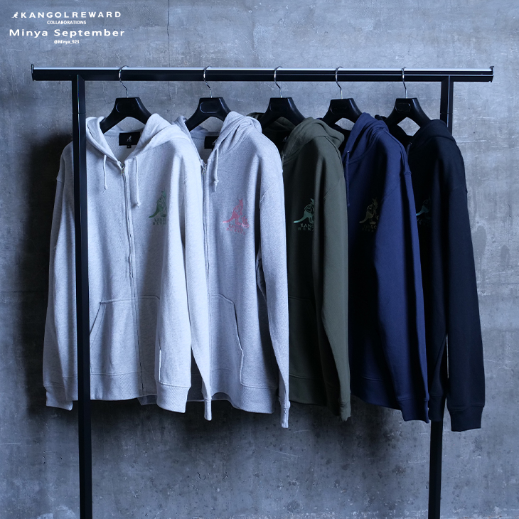 qana♪カーデ・プルオーバー 完全受注生産】Minya September×KANGOL REWARDコラボ企画！ZIPパーカー